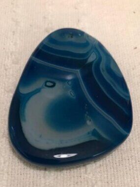 Blue Agate Artisan Gemstone Pendant with Black Leather Cord Necklace
